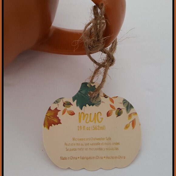 NEW Global Design Set of 4 Happy Harvest Pumpkin Shaped Stoneware Mugs 19 OZ - Picture 6 of 7